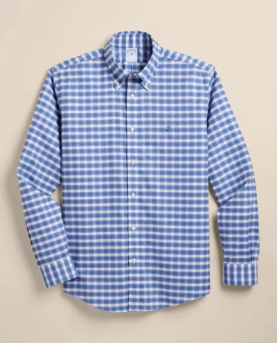 Brooks Brothers Stretch Cotton Non-iron Oxford Polo Button Down Sport Shirt In Blue