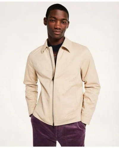 Brooks Brothers Stretch Cotton Twill Bomber Jacket In Beige