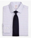 Brooks Brothers Stretch Madison Relaxed-fit Dress Shirt, Non-iron Twill Ainsley Collar Grid Check In Lavender