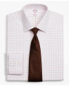 Brooks Brothers Stretch Madison Relaxed-fit Dress Shirt, Non-iron Twill Ainsley Collar Grid Check In Pink