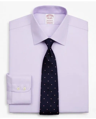 Brooks Brothers Stretch Madison Relaxed-fit Dress Shirt, Non-iron Twill Ainsley Collar In Lavender