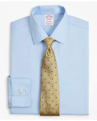 Brooks Brothers Stretch Madison Relaxed-fit Dress Shirt, Non-iron Twill Ainsley Collar In Light Blue
