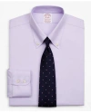 Brooks Brothers Stretch Madison Relaxed-fit Dress Shirt, Non-iron Twill Button-down Collar In Lavender