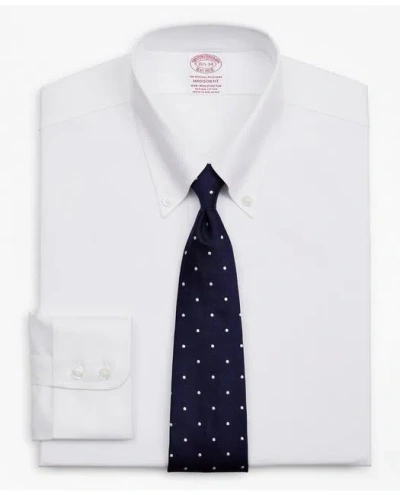 Brooks Brothers Stretch Madison Relaxed-fit Dress Shirt, Non-iron Twill Button-down Collar In White