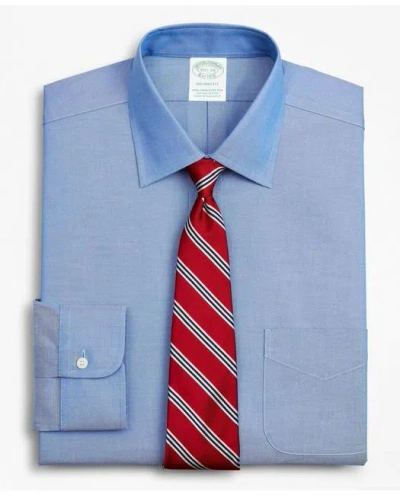 Brooks Brothers Stretch Milano Slim-fit Dress Shirt, Non-iron Pinpoint Ainsley Collar In Blue