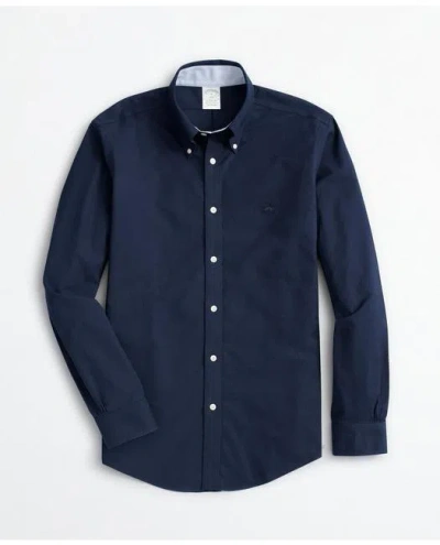 Brooks Brothers Stretch Milano Slim-fit Sport Shirt, Non-iron Oxford In Navy