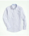 Brooks Brothers Stretch Non-iron Oxford Button-down Collar, Bengal Stripe Sport Shirt In Blue