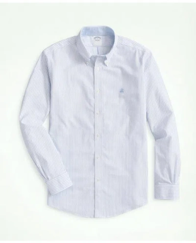 Brooks Brothers Stretch Non-iron Oxford Button-down Collar, Bengal Stripe Sport Shirt In Blue