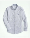 Brooks Brothers Stretch Non-iron Oxford Button-down Collar, Bengal Stripe Sport Shirt In Sodalite