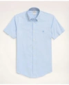 Brooks Brothers Stretch Non-iron Oxford Button-down Collar Short-sleeve Sport Shirt In Light Blue