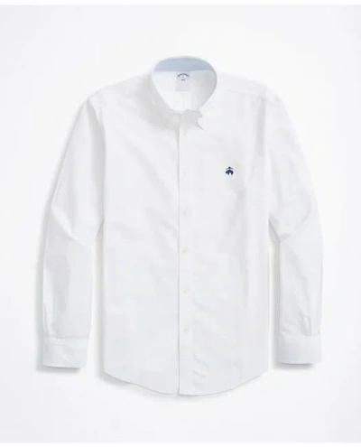 Brooks Brothers Stretch Non-iron Oxford Button-down Collar Sport Shirt In Ivory