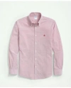 Brooks Brothers Stretch Non-iron Oxford Button-down Collar Sport Shirt In Light Red