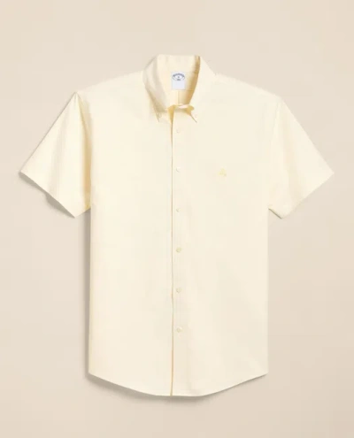 Brooks Brothers Stretch Non-iron Cotton-oxford Polo Button-down Short-sleeve Sport Shirt In Yellow