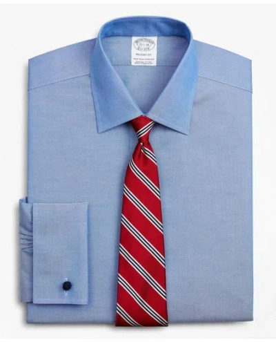 Brooks Brothers Stretch Regent Regular-fit Dress Shirt, Non-iron Pinpoint Ainsley Collar French Cuff Pinpoint In Blue