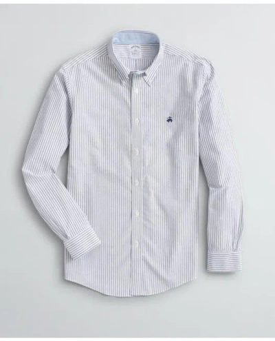 Brooks Brothers Stretch Regent Regular-fit Sport Shirt, Non-iron Bengal Stripe Oxford In Sodalite