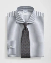 Brooks Brothers Stretch Supima Cotton Non-iron English Spread Collar, Striped Dress Shirt In Navy