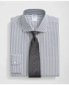 Brooks Brothers Stretch Supima Cotton Non-iron English Spread Collar, Striped Dress Shirt In Navy