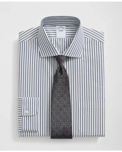 Brooks Brothers Stretch Supima Cotton Non-iron English Spread Collar, Striped Dress Shirt In Navy