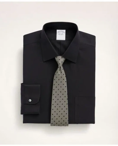 Brooks Brothers Stretch Supima Cotton Non-iron Pinpoint Oxford Ainsley Collar Dress Shirt In Black