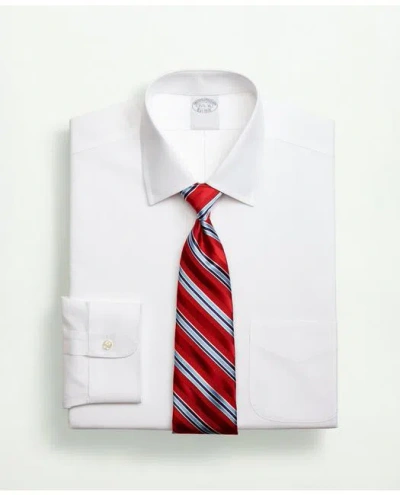 Brooks Brothers Stretch Supima Cotton Non-iron Pinpoint Oxford Ainsley Collar Dress Shirt In White