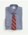 Brooks Brothers Stretch Supima Cotton Non-iron Pinpoint Oxford Ainsley Collar, Gingham Dress Shirt In Bright Blue