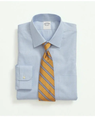 Brooks Brothers Stretch Supima Cotton Non-iron Pinpoint Oxford Ainsley Collar, Gingham Dress Shirt In Light Blue