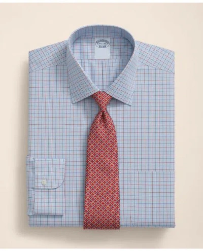 Brooks Brothers Stretch Supima Cotton Non-iron Pinpoint Oxford Ainsley Collar, Ground Check Dress Shirt In Blue