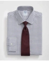 Brooks Brothers Stretch Supima Cotton Non-iron Pinpoint Oxford Ainsley Collar, Ticking Check Dress Shirt In Mazarine Blue