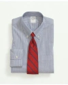Brooks Brothers Stretch Supima Cotton Non-iron Pinpoint Oxford Button-down Collar, Candy Stripe Dress Shirt In Bright Blue