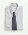 Brooks Brothers Stretch Supima Cotton Non-iron Pinpoint Oxford Button-down Collar, Candy Stripe Dress Shirt | Lavend In Lavender