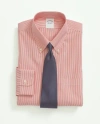 Brooks Brothers Stretch Supima Cotton Non-iron Pinpoint Oxford Button-down Collar, Candy Stripe Dress Shirt In Red