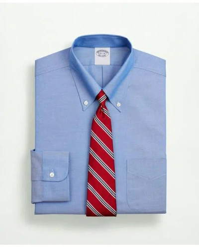 Brooks Brothers Stretch Supima Cotton Non-iron Pinpoint Oxford Button-down Collar Dress Shirt In Blue