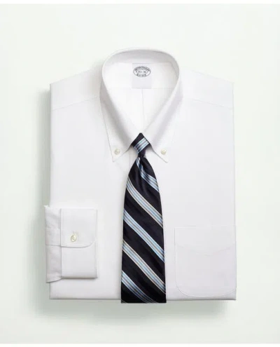 Brooks Brothers Stretch Supima Cotton Non-iron Pinpoint Oxford Button-down Collar Dress Shirt In White
