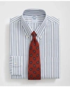 Brooks Brothers Stretch Supima Cotton Non-iron Pinpoint Oxford Polo Button Down Collar, Ticking Stripe Dress Shirt In Mazarine Blue