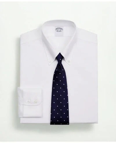 Brooks Brothers Stretch Supima Cotton Non-iron Twill Button-down Collar Dress Shirt In White