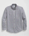 Brooks Brothers Stretch Supima Cotton Non-iron Twill Polo Button Down Collar Checked Shirt In Teal/purple