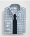 Brooks Brothers Stretch Supima Cotton Non-iron Twill Polo Button Down Collar, Multi-check Dress Shirt In Yellow