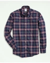 Brooks Brothers Stretch Supima Cotton Non-iron Twill Polo Button Down Collar, Tartan Shirt In Navy