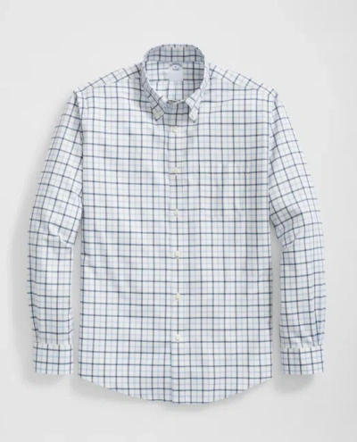 BROOKS BROTHERS STRETCH SUPIMA COTTON NON-IRON TWILL POLO BUTTON DOWN COLLAR WINDOWPANE SHIRT
