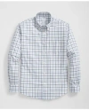 Brooks Brothers Stretch Supima Cotton Non-iron Twill Polo Button Down Collar Windowpane Shirt In Ivory