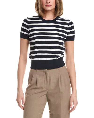 Brooks Brothers Stripe Crop Sweater In Black