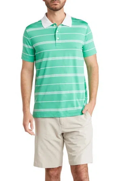 Brooks Brothers Stripe Golf Polo In Green/white