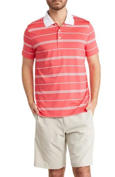 Brooks Brothers Stripe Golf Polo In Red/white