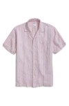 Brooks Brothers Stripe Linen Camp Shirt In Pink Arch Ivy Stripe