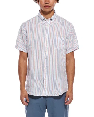 Brooks Brothers Stripe Linen Shirt In White