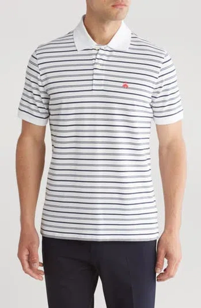 Brooks Brothers Stripe Original Fit Cotton Polo In White/navy