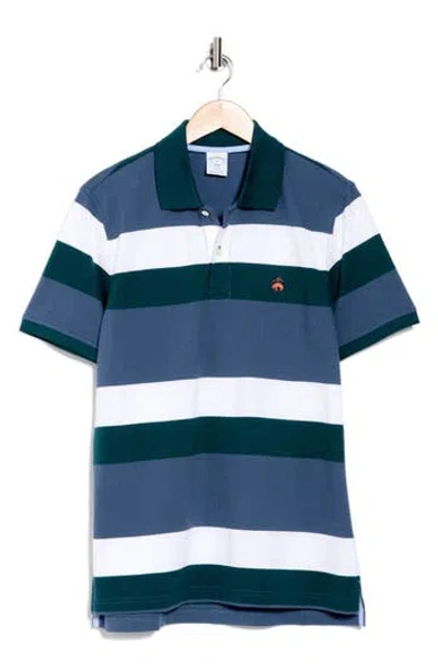 Brooks Brothers Stripe Oxford Polo In Green Multi