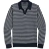 Brooks Brothers Stripe Polo Sweater In Navy Ivory Stripe