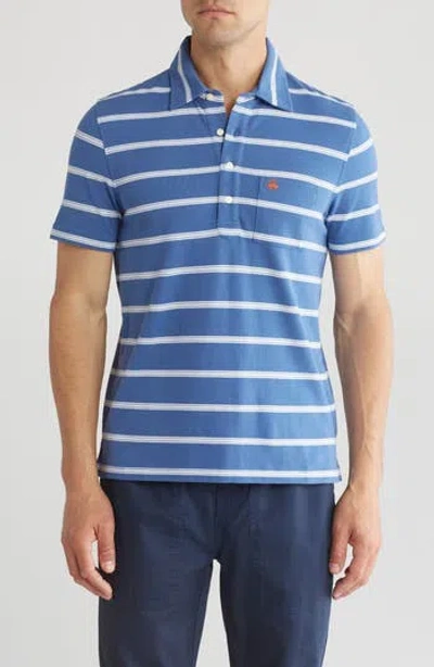 Brooks Brothers Stripe Short Sleeve Cotton Polo In Blue White