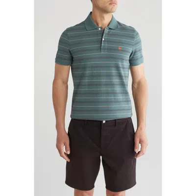 Brooks Brothers Stripe Short Sleeve Cotton Polo In Green Multi